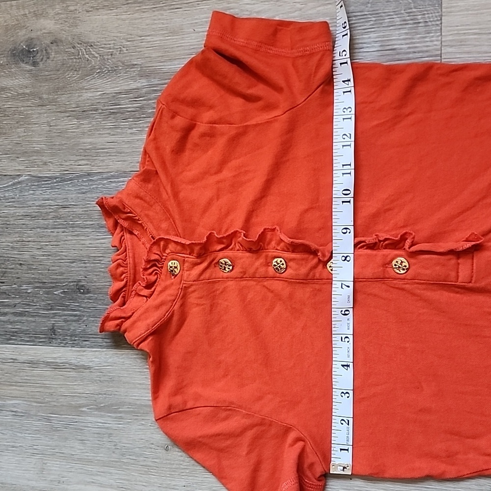 Tory Burch Orange Ruffled Button-Down Shirt - Picture 5 of 12